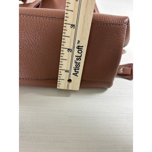 Aquatalia Soho Crossbody Bag Brown Tan Leather Gold Hardware Small Supple Pebble - Picture 7 of 10